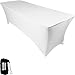 AMAZIN Gear Brand Pro DJ Event Table Scrim, Pass-Through Holes to Hide Cables, SKRIMS Rectangular Four-Way Stretch Spandex Table Cover, 4 ft Elastic Tablecloth, White