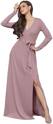 fitted lace wedding dress KOH KOH Petite Womens Long Sleeve Sleeves V-Neck Slit Split Cocktail  Evening Elegant Wrap Winter Fall Wedding Guest Abaya Muslim Gown Gowns Maxi  Dress Dresses, Black S 4-6 at Amazon Women's Clothing