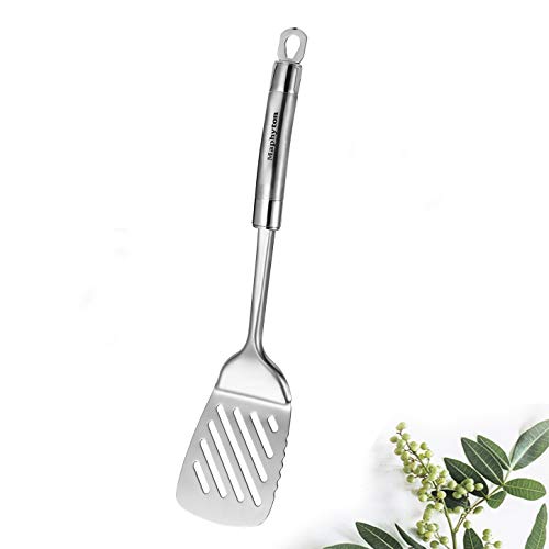 Maphyton Stainless Steel Slotted Turner Spatulas 14.9 In Metal Spatulas Turner For Kitchen Cooking Nonstick Durable Cookware Stainless Grip Meat/Egg/Beef/BBQ Turner Outdoor Grilling