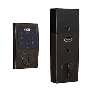 Image of Schlage Lock Company BE469ZP CEN 716 Schlage Connect Smart Deadbolt with alarm with Century Trim in Aged Bronze, Z-Wave Plus enabled,