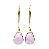 Pale purple glass dangle earrings 14kt rose gold-filled