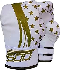 Kids Junior 2oz Pro Boxing Gloves, Kickboxing Fight Gloves, Sparring Training Punching Mitts, Heavy Bag Punch Bag MItt for Boxing Fighting Gloves Girls & Boys (Gold/White)