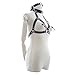 MyCHIC Women's PU Leather Harness Collar Cupless Bra Open Mouth 2 Pcs Lingerie Set