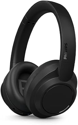 TAH6529BK/00 Casque Bluetooth sans Fil Over‑Ear à Réduction de Bruit – Excellente qualité d’Appel, Compatible Assistant Vocal, Jusqu’à 45 h d’écoute, Adaptateur Avion Inclus – Noir