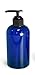 Baire Bottles 8 oz Empty Refillable Plastic Bottles with Pump - Soap, Shower, Lotion, Massage Oil, Travel - 6 Pack, Waterproof Labels, PET, BPA Free, USA (Blue with Black Pumps, Damask Labels)