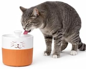 Cat Drinker - Cão - Flamingo Mali Round Terracotta & White - Design exclusivo - 2L - plástico - Bomba super silenciosa com desligamento automático - Filtro de carvão ativo - indicador de luz