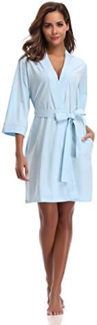 Luvrobes Women's Cotton Knit Kimono Robe Lightweight Bathrobe Sleepwear