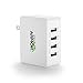 intelliARMOR 5A 4-Port USB Ultra Fast Portable Wall Charger w/intelliSMART Technology, Folding Plug for Travel. iPhone, iPad, Samsung Galaxy, HTC, LG, Motorola, Smartphones, Tablets