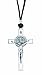 Intercession St Benedict Crucifix on Cord Necklace (Antique Silver - White)
