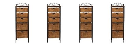 Southern Enterprises 5 Drawer Storage Unit W Wicker Baskets