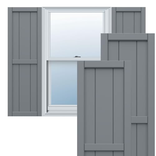 21 1/2"W x 24"H True Fit PVC, Four Board Framed Board-n-Batten Shutters, Ocean…