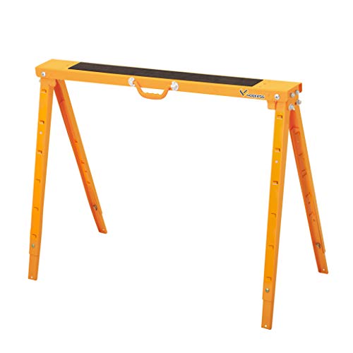 Heavy Duty Height Adjustable Steel, Metal Saw Horse, Jobsite Table with Telescopic Legs 1200 Lbs Yellow Single Pack WK-SH017A - Thumbnail 7