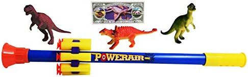 Imprints Plus 5-Piece Toy Blowgun Set with Blow Dart Gun and 5 Soft Foam Suction Cup Darts Plus 3 Vinyl Dinosaurs (5 ” – 8 ” ) for Target Practice and Non-Negotiable Dinosaur Dollar (Blowgun)