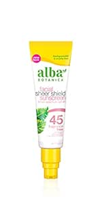 Alba Botanica, Facial Sunscreen Lotion SPF 45 Fragrance Free, Unscented, 2 Ounce (Packaging May Vary)