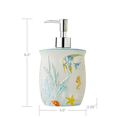 SKL HOME by Saturday Knight Ltd. Ocean Watercolor Soap Dispenser, multicolored, 6.5" x 2.25" x 4" 31H5LOgXTxL