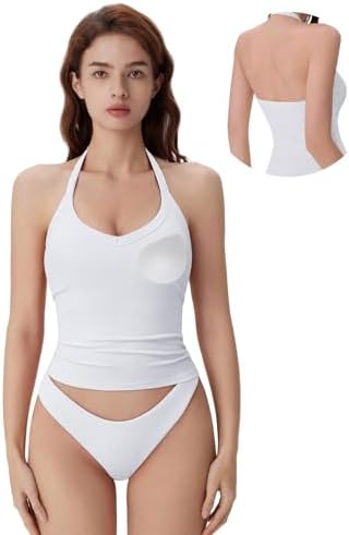 Amazon.com: SUUKSESS Women Built in Bra Open Back Boat Neck Tank