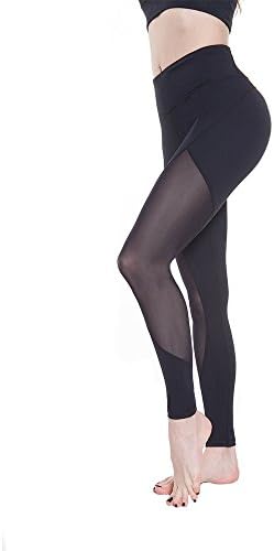 Black Leggings For Women Sexy  Yoga pants Power Flex Tummy Control Workout Tights Fitness with Mesh