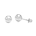 14k White Gold Ball Earrings with Screw-backings Polished Round Ball Studs