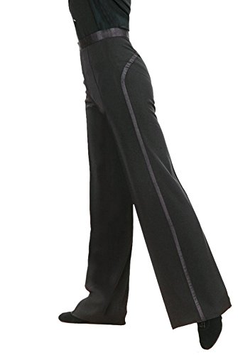 JS CHOW Black Boys Men's Black Latin Ballroom Salsa Competition Practice Dance Pants