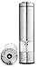 Pro Kitchen Life Battery Operated Salt and Pepper Grinder Set - Pack of 2 Mills - Durable Stainless Steel with Holder Tray - Adjustable Ceramic Coarseness with LED Light and Caps at Bottom