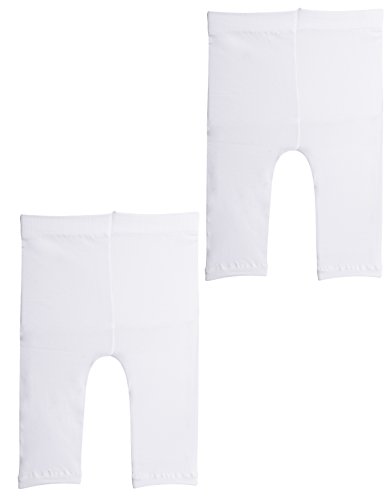 2 Pairs SEMI Opaque Cropped Leggins | Baby Footless Thights | Black,White | 50 DEN | Italian Hosiery | (6 Months, 2 Pairs White)