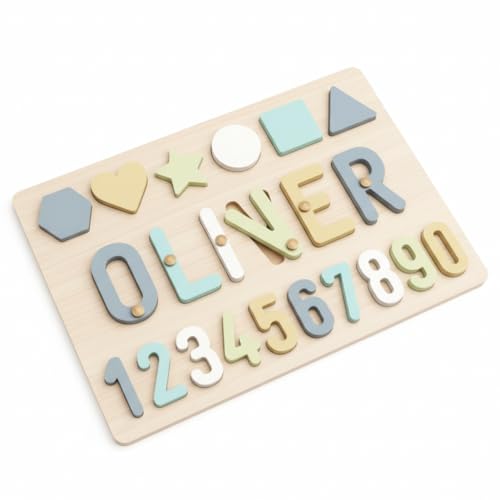 Name Puzzle for Kids Personalized, Personalized Baby Gifts, Birthday Gifts for Girls and Boys, Custom Name Puzzles for Toddlers 1-3, Wooden Puzzle Montessor Toys for Kids