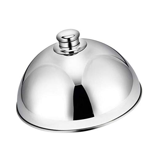 Fenteer Steel Cloche Food Cover Dome Serving Plate Dish Dining Dinner Silver Small 25.5cmX15cm - Thumbnail 4