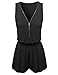 Awesome21 Zipper Front Surplice Romper Black Size S