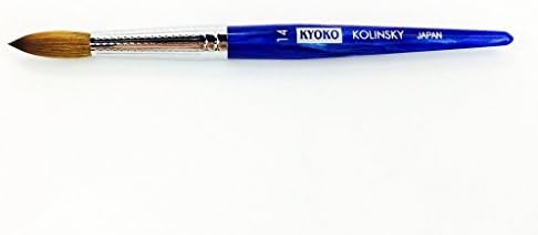 Kyoko Finest 100% Pure Kolinsky Nail Art Brush with Blue Marble Acrylic Handle Size 14