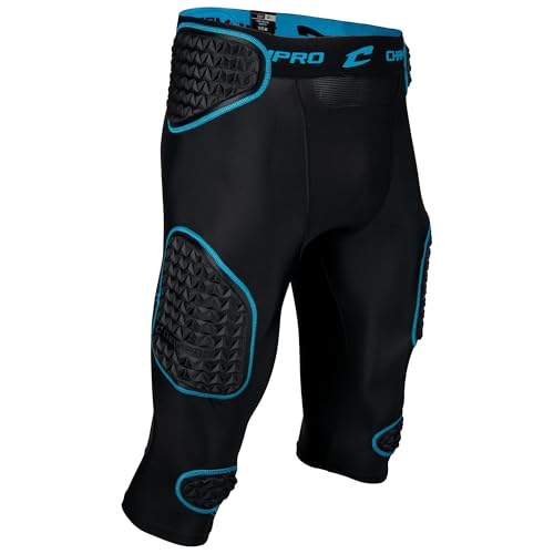 Champro Boys' Bull Rush 7-Pad Girdle, Large, Black, Optic Blue