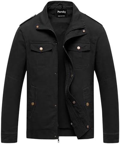 ジャケット・アウター Y's for men Cotton Military Jacket Black WenVen Men's Washed Cotton Walking Outfit Jacket (Army Green, S