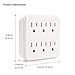 [3 Pack] BESTTEN 6-Outlet Extender, Grounded Wall Adapter, Multi Outlet Wall Plug, 3-Prong, 15A/125V/1875W, White