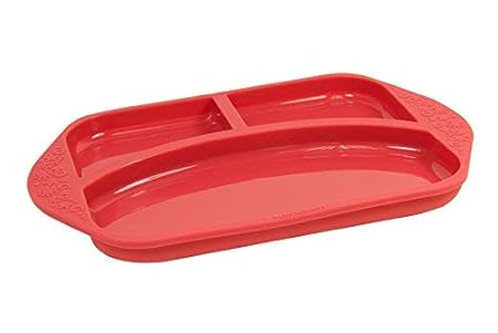 Marcus & Marcus Baby 3 Section Silicone Divided Plate, Marcus The Lion, Red