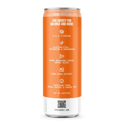 ZOA Zero Sugar Energy Drinks Healthy Energy Formula with Vitamins