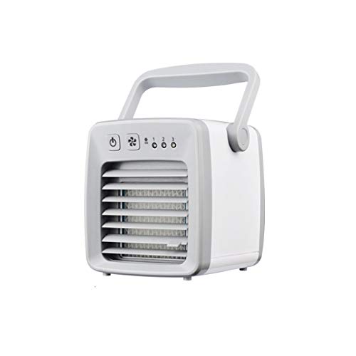 Portable Air Conditioner Fan, Mini Evaporative Air Cooler, Portable USB Mini Desktop Fan with 3 Speeds for Office Household Outdoors (Color : White)