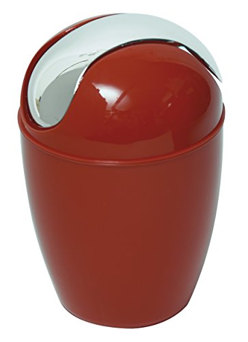 EVIDECO 6507130 Mini Waste Basket for Bathroom or Kitchen Countertop 0.5 Liter-0.3 Gal Chrome Lid-Red - Thumbnail 5