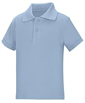 Classroom Toddler Kids Preschool Unisex Short Sleeve Pique Polo, Sos Light Blue, 2T