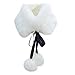 Felice Ann Women's Fall Winter Warm Soft Faux Fur Collar Self Tie Warp Neck Warmer Scarf, White, One Size