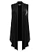 BILY Women's Classic Open Front Sleeveless Drape Cardigan Black Large