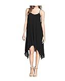 BellyLady Women's Spaghetti Strap Hem boho Pleated Chiffon Dress