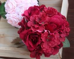 Maneeyaa Artificial Silk Deep Red Rose Artificial Silk Dark Red Roses Bouquet Posy Roses Flowers Wedding Bridal Bouquets Free Shipping