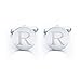 Iron & Oak Men’s 18K White Gold-Plated Engraved Initial Cufflinks Gift Box– Premium Quality Personalized Alphabet Letter (R - White Gold)