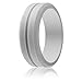 ROQ Silicone Wedding Ring for Men, 4 Packs & Singles Silicone Rubber Wedding Bands - Step Edge Sleek Design - Metallic, Black and Camo Colors