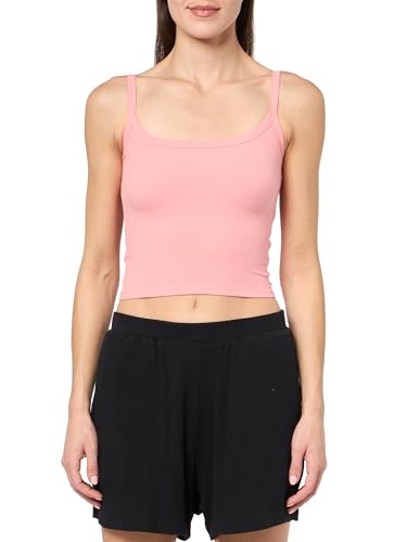 florence by mills Women's Sunburst Ribbed Crop Tank Top, Strawberry Ice, X-Small