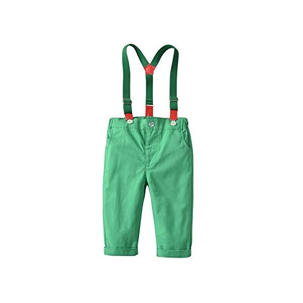 AIKSSOO 2Pcs Toddlers Baby Boys Outfit Set Bowtie Stripe Shirt+Suspender Pants - Image 6