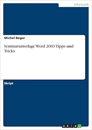 Seminarunterlage Word 2003 Tipps Und Tricks German Edition