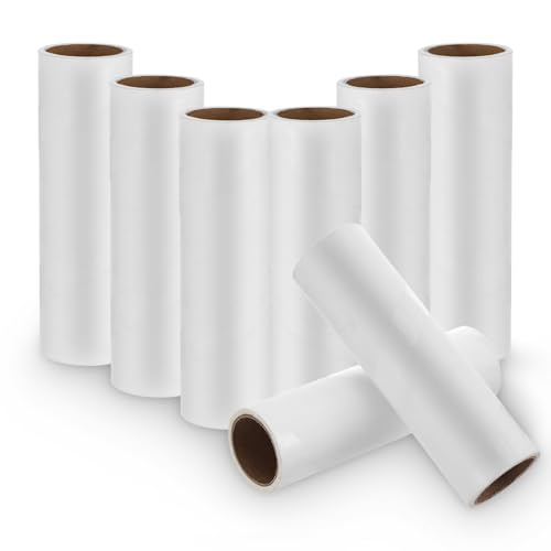 Tolare 6.3 Inch Wide Lint Roller Refills, Value Pack 8 Rolls Extra Sticky, Pet Hair Sticky Roller Refills for Floor, Couch, Carpet, Bed, Clothes (Pack of 8, Total 480 Sheets)