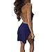 VANCOL Women's Sexy Deep V-Neck Halter Backless Slit Mini Party Club Dress (M, Navy Blue)