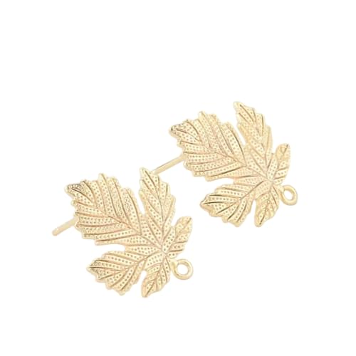 New 2026 15 * 18Mm 14K Gold Color Plated Brass Leaf Leaves Stud Earrings High DIY Jewelry Making Finding Accessories Fashion Creative Gift