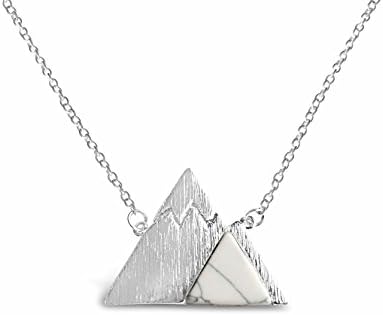 Rosa Vila Marble Mountain Necklace for Outdoor Lovers, Hikers, Skiers, Snowboarders, Hiking Enthusiasts, Snow Mountain Lovers (Silver Tone)